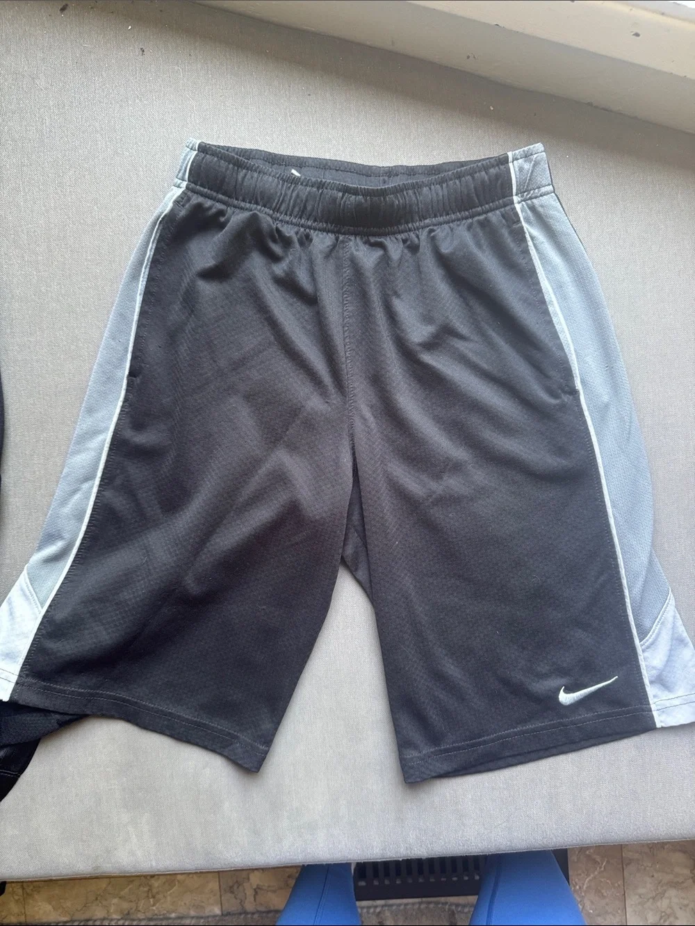 Nike Boys Black with Gray White panel Athletic Shorts